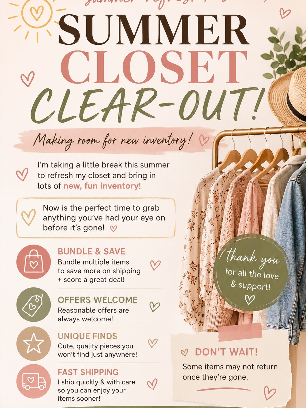 ☀️ SUMMER CLOSET CLEAR-OUT ☀️
